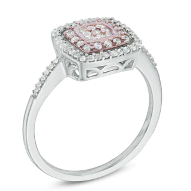 0.36 CT. T.W. Diamond Double Square Frame Cluster Ring in 10K Two-Tone Gold|Peoples Jewellers