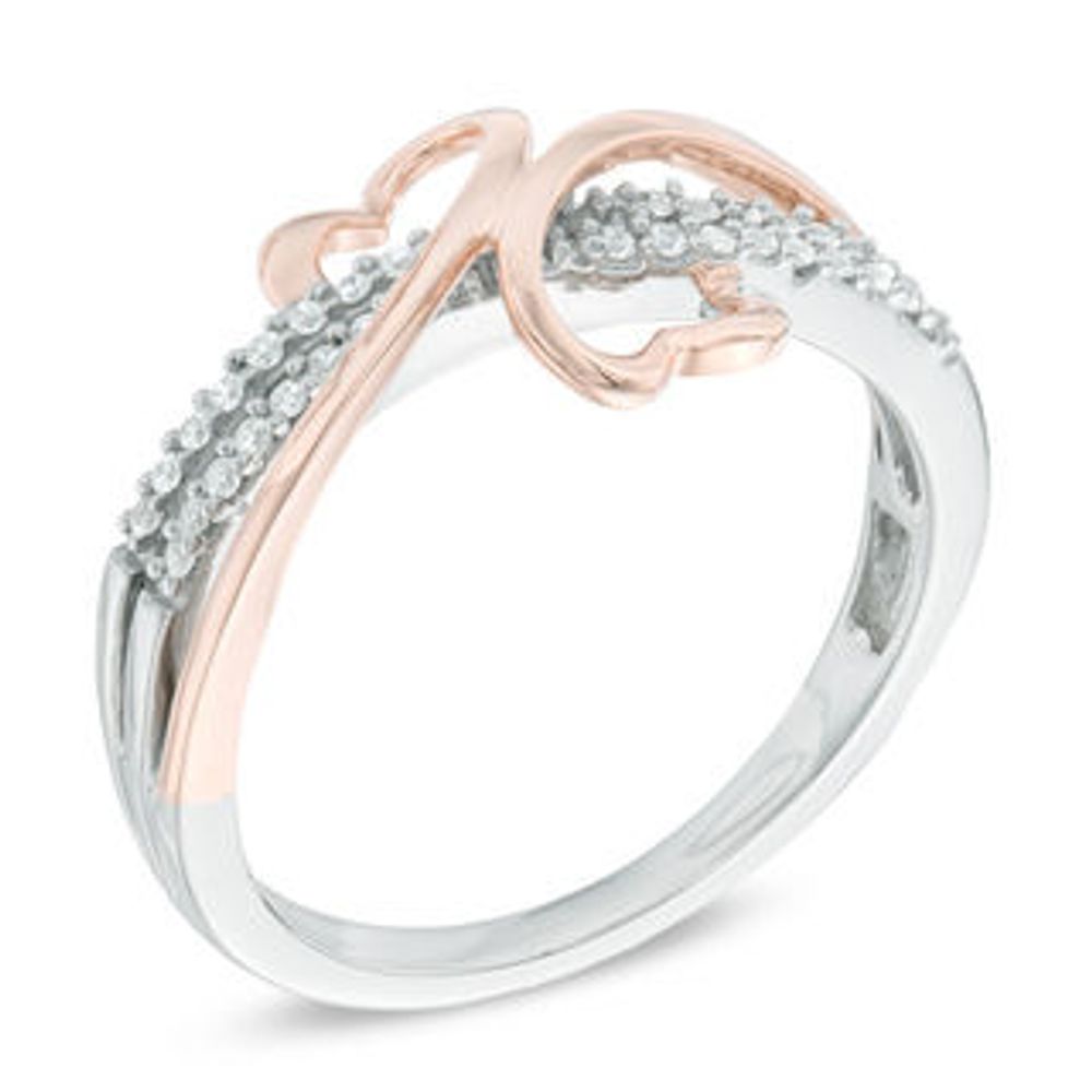 0.15 CT. T.W. Diamond Mirrored Hearts Promise Ring in 10K Two-Tone Gold|Peoples Jewellers