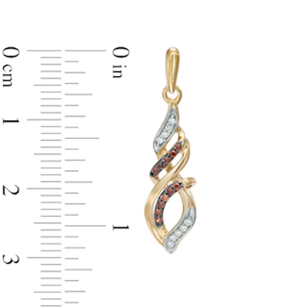 0.18 CT. T.W. Champagne and White Diamond Cascading Flame Drop Earrings in 10K Gold|Peoples Jewellers