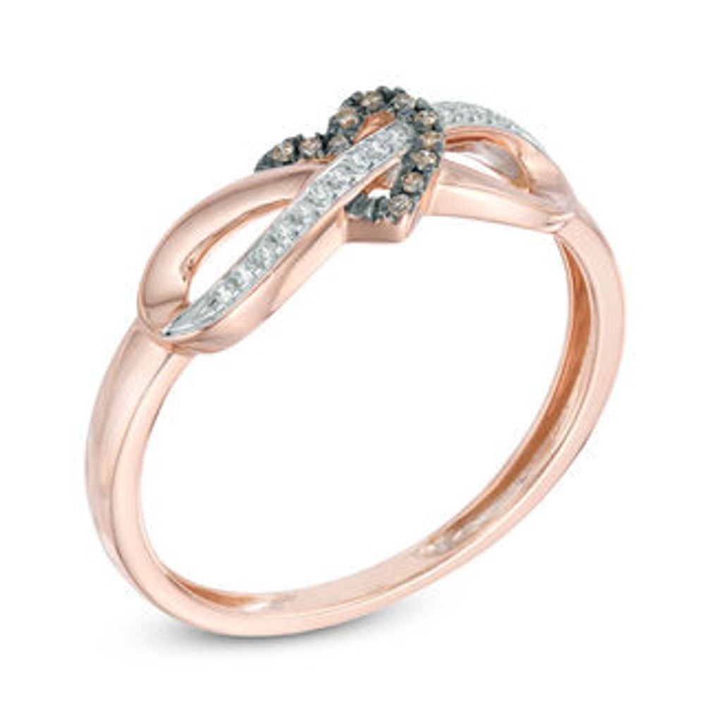 0.06 CT. T.W. Champagne and White Diamond Infinity Heart Wrapped Ring in 10K Rose Gold|Peoples Jewellers