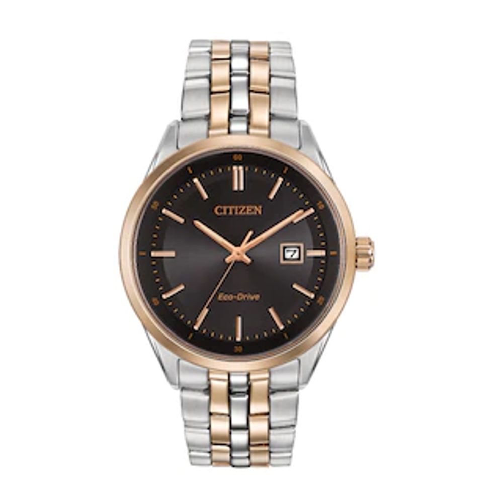 Men's Citizen Eco-Drive®Two-Tone Watch with Black Dial (Model: BM7256-50E)|Peoples Jewellers