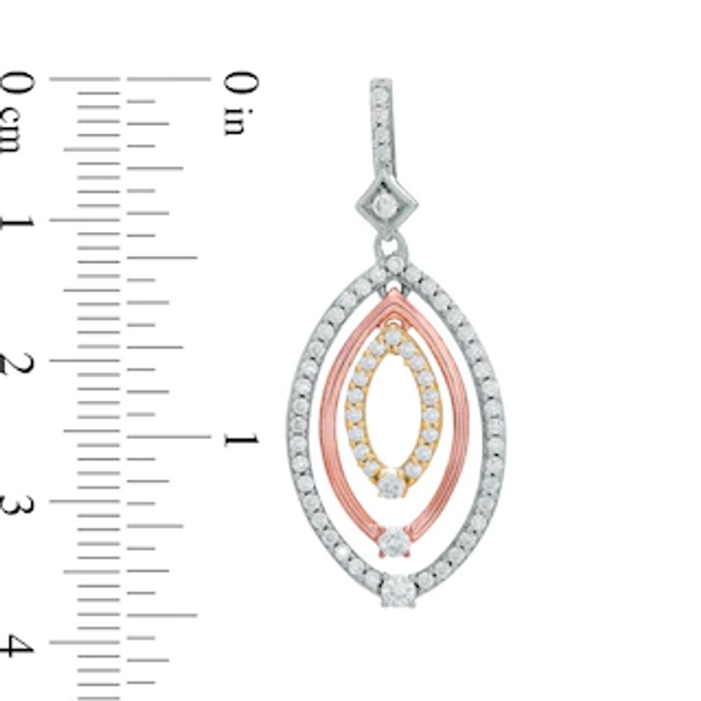0.95 CT. T.W. Diamond Triple Oval Drop Earrings in 10K Tri-Tone Gold|Peoples Jewellers