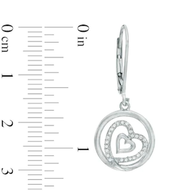0.15 CT. T.W. Diamond Tilted Double Heart in Circle Drop Earrings in Sterling Silver|Peoples Jewellers