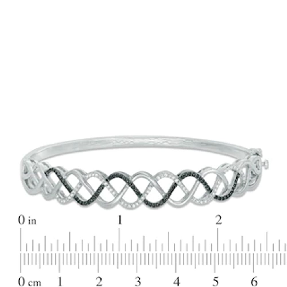 0.45 CT. T.W. Enhanced Black and White Diamond Braid Bangle in Sterling Silver|Peoples Jewellers