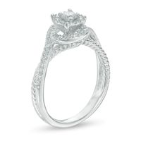 0.36 CT. T.W. Diamond Double Swirl Frame Engagement Ring in 10K White Gold|Peoples Jewellers