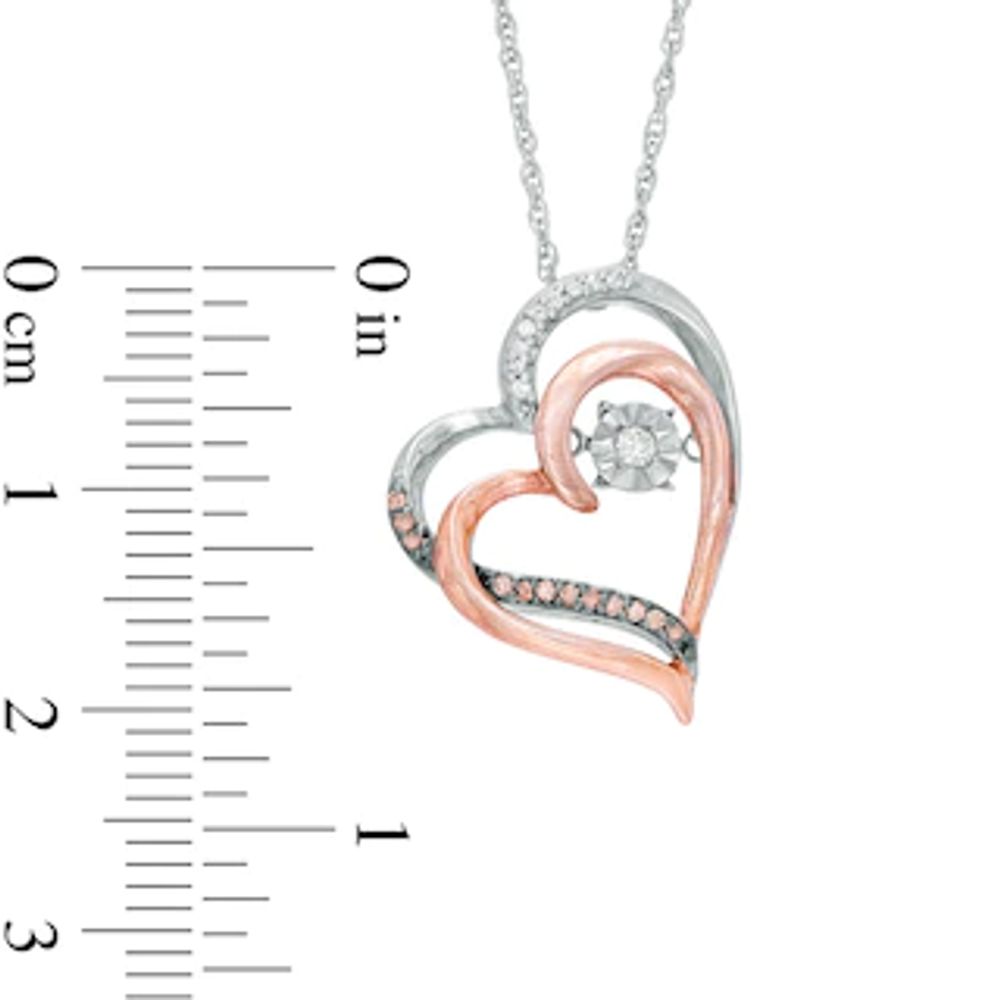 Unstoppable Love™ 0.09 CT. T.W. Champagne and White Diamond Tilted Heart Pendant in 10K Two-Tone Gold|Peoples Jewellers