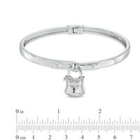 Forever Locking Love™ Diamond Accent Padlock Charm Hinged Bangle in Sterling Silver|Peoples Jewellers