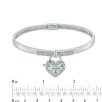 Forever Locking Love™ 0.15 CT. T.W. Diamond Heart-Shaped Lock Charm Hinged Bangle in Sterling Silver|Peoples Jewellers