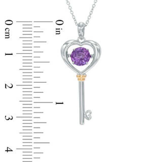 Unstoppable Love™ 6.0mm Amethyst Heart-Top Key Pendant in Sterling Silver and 14K Gold Plate|Peoples Jewellers