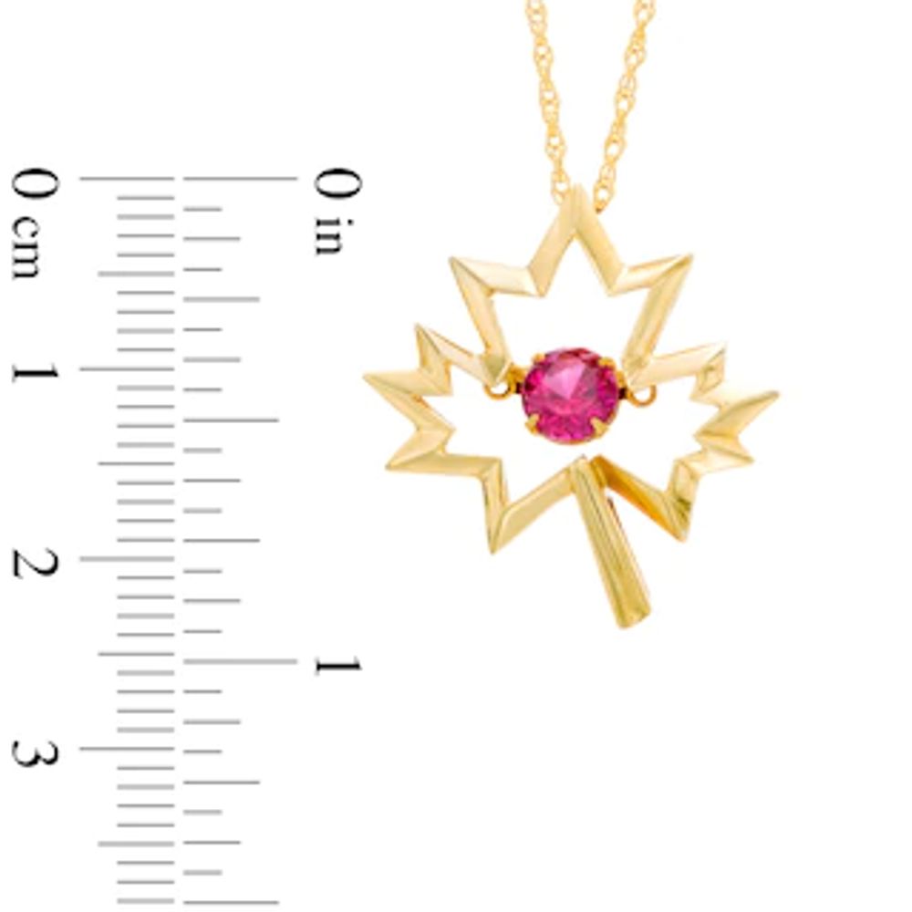 Unstoppable Love™ 5.0mm Lab-Created Ruby Maple Leaf Pendant in Sterling Silver with 14K Gold Plate|Peoples Jewellers