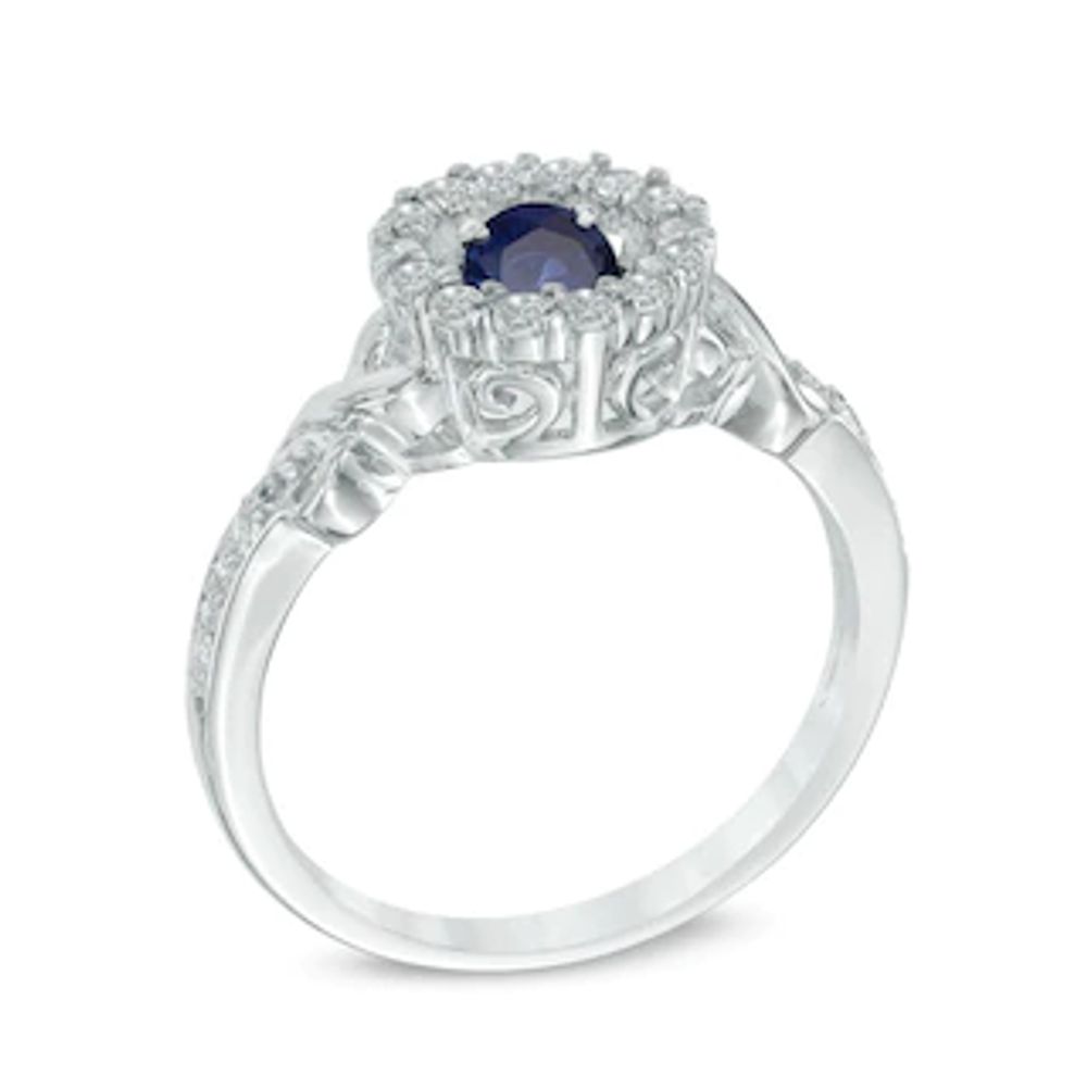 Unstoppable Love™ 4.5mm Lab-Created Blue and White Sapphire Circle Frame Ring in Sterling Silver|Peoples Jewellers