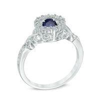 Unstoppable Love™ 4.5mm Lab-Created Blue and White Sapphire Circle Frame Ring in Sterling Silver|Peoples Jewellers