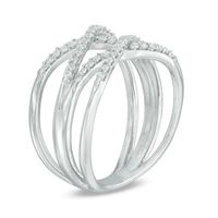 Lab-Created White Sapphire Double "X" Split Shank Ring in Sterling Silver|Peoples Jewellers