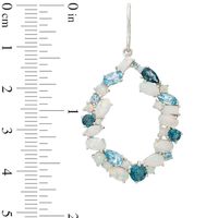 Multi-Shaped Blue Topaz and Lab-Created Opal Circle Cluster Drop Earrings in Sterling Silver|Peoples Jewellers