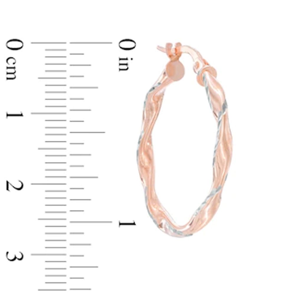 Diamond-Cut Twist Hoop Earrings in 10K Rose Gold|Peoples Jewellers