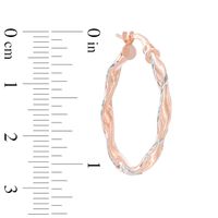 Diamond-Cut Twist Hoop Earrings in 10K Rose Gold|Peoples Jewellers