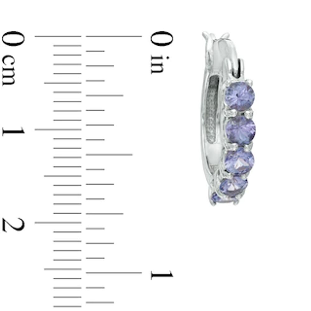 Tanzanite Five Stone Hoop Earrings in Sterling Silver|Peoples Jewellers