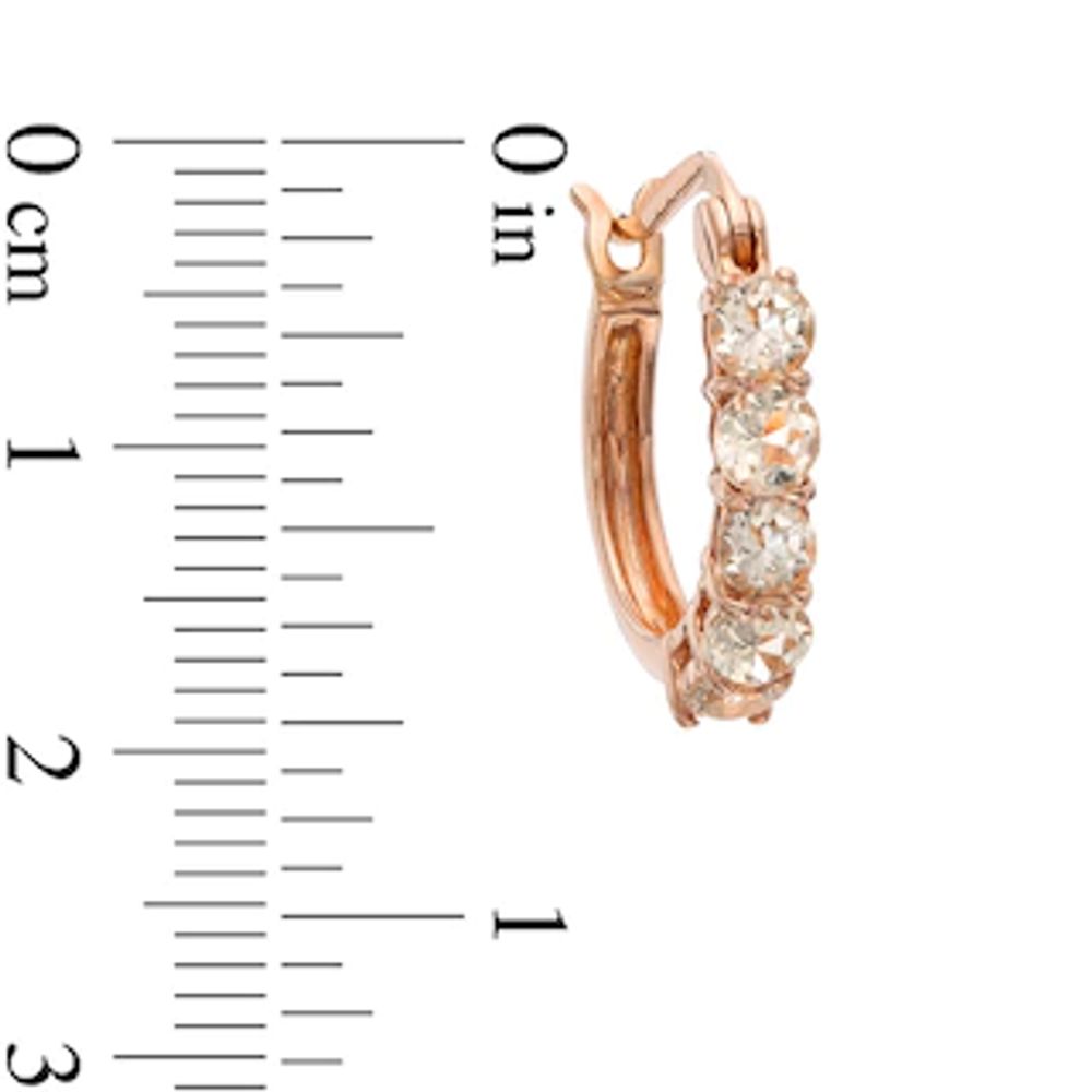 Morganite Five Stone Hoop Earrings in Sterling Silver and 14K Rose Gold Plate|Peoples Jewellers