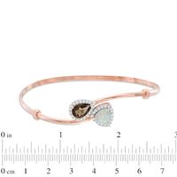 Pear-Shaped Lab-Created Pink Sapphire and Triangular Opal Bangle in Sterling Silver and 14K Rose Gold Plate|Peoples Jewellers