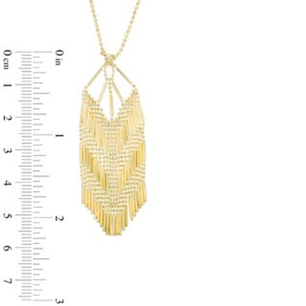 Beaded Mesh Dangle Pendant in 10K Gold - 17"|Peoples Jewellers