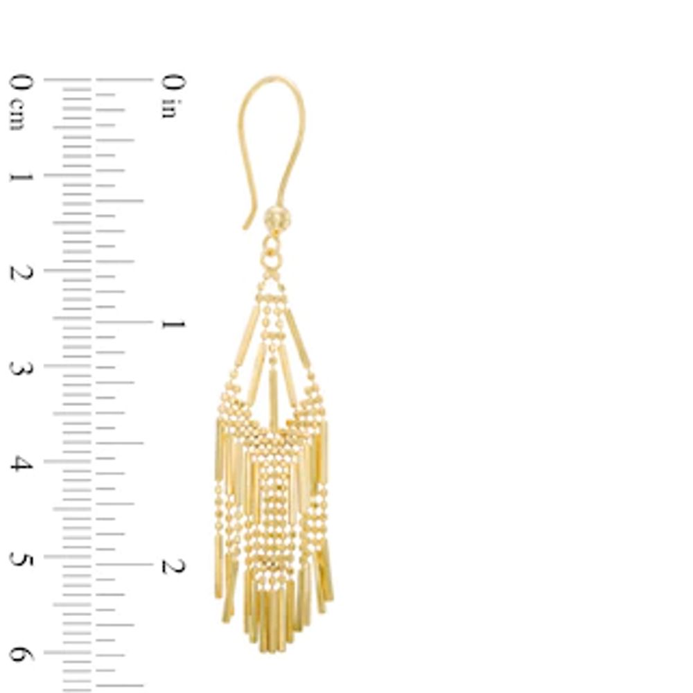 Beaded Mesh Dangle Earrings in 10K Gold|Peoples Jewellers
