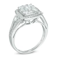 1.00 CT. T.W. Composite Diamond Square Frame Engagement Ring in 14K White Gold|Peoples Jewellers