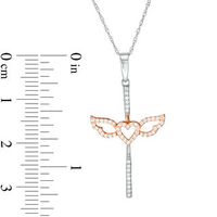 0.16 CT. T.W. Diamond Winged Heart Cross Pendant in 10K Two-Tone Gold|Peoples Jewellers