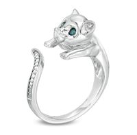 0.06 CT. T.W. Enhanced Blue and White Diamond Cat Ring in Sterling Silver|Peoples Jewellers