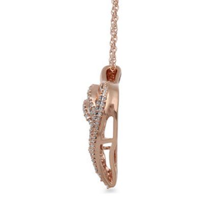 0.25 CT. T.W. Baguette and Round Diamond Heart Pendant in 10K Rose Gold|Peoples Jewellers