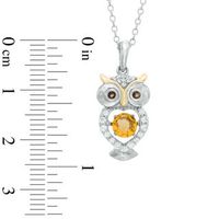 Unstoppable Love™ 5.0mm Citrine and Lab-Created White Sapphire Owl Pendant in Sterling Silver and 14K Gold Plate|Peoples Jewellers