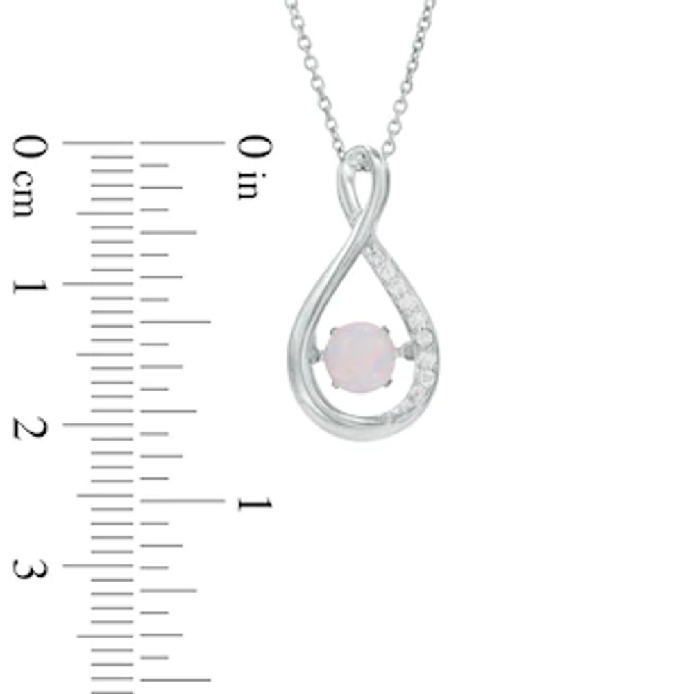Unstoppable Love™ 4.5mm Lab-Created Opal and White Sapphire Infinity Loop Pendant in Sterling Silver|Peoples Jewellers