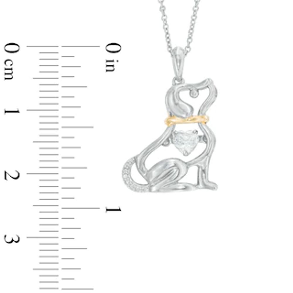 Unstoppable Love™ 4.0mm Heart-Shaped Lab-Created White Sapphire Dog Pendant in Sterling Silver and 14K Gold Plate|Peoples Jewellers