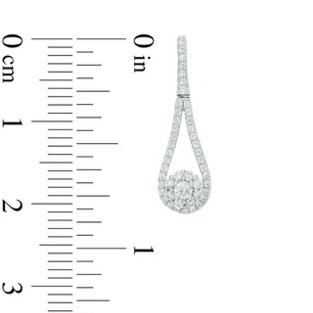 0.50 CT. T.W. Multi-Diamond Open Teardrop-Shaped Frame with Flower Drop Earrings in 10K White Gold|Peoples Jewellers