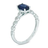 Your Stone Your Story™ Oval Blue Sapphire and Diamond Accent Ring in 14K White Gold|Peoples Jewellers