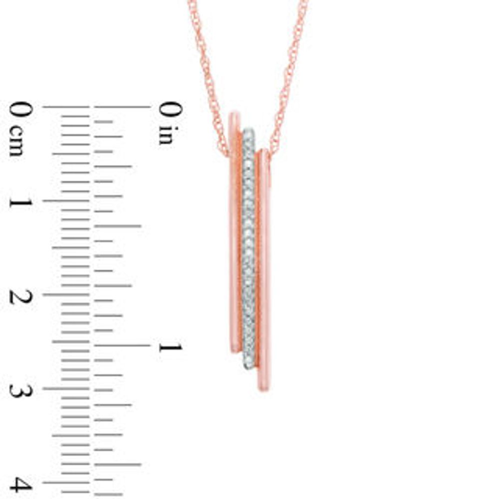 0.09 CT. T.W. Diamond Triple Linear Bar Pendant in 10K Rose Gold|Peoples Jewellers