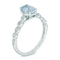 Your Stone Your Story™ Oval Aquamarine and Diamond Accent Ring in 14K White Gold|Peoples Jewellers