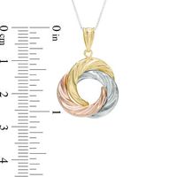 Triple Interlocking Circle Pendant in 10K Tri-Tone Gold|Peoples Jewellers