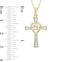 Unstoppable Love™ 4.0mm Lab-Created White Sapphire Heart Cross Pendant in Sterling Silver and 18K Gold Plate|Peoples Jewellers