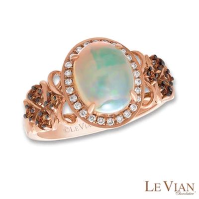 Le Vian® Oval Opal and 0.21 CT. T.W. Diamond Frame Ring in 14K Strawberry Gold™|Peoples Jewellers