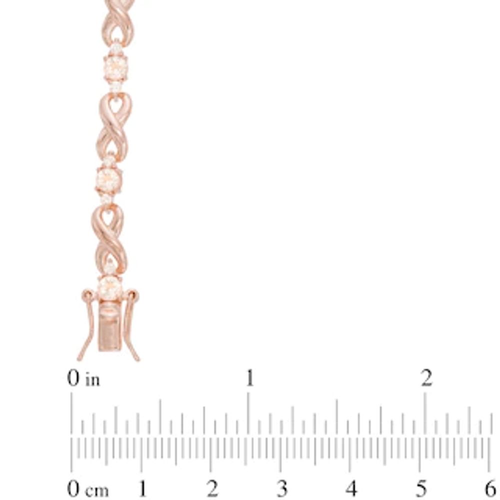 Morganite and Lab-Created White Sapphire Infinity Link Bracelet in Sterling Silver and 18K Rose Gold Plate - 7.25"|Peoples Jewellers