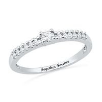 1/6 CT. T.W. Diamond Engraved Promise Ring in 10K White Gold (1 Line)|Peoples Jewellers