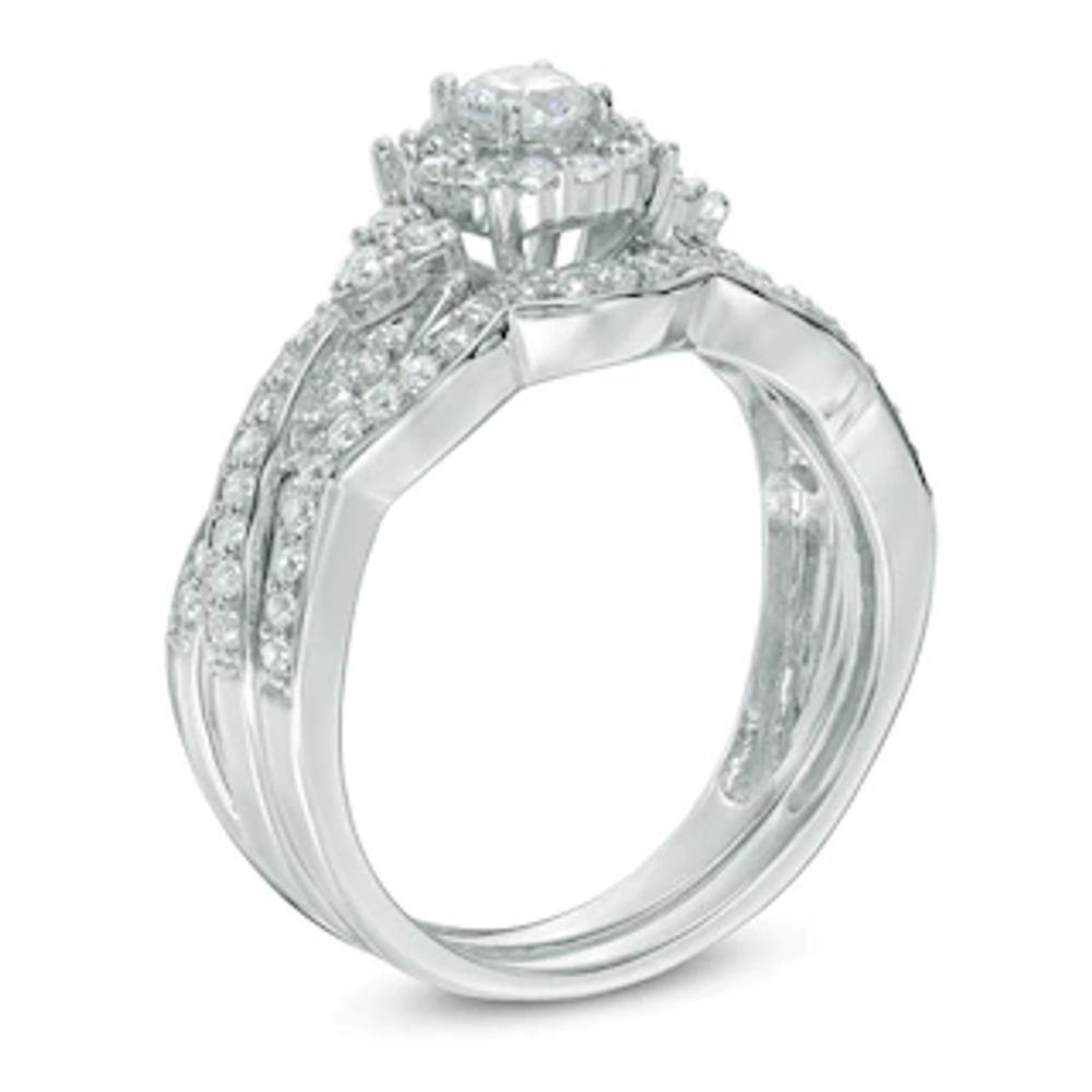 0.58 CT. T.W. Diamond Frame Twist Bridal Set in 10K White Gold|Peoples Jewellers