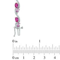 Oval Lab-Created Ruby and Pear-Shaped Pink Sapphire Wave Link Bracelet in Sterling Silver - 7.25"|Peoples Jewellers