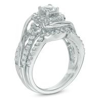 0.95 CT. T.W. Princess-Cut Diamond Frame Swirl Bridal Set in 10K White Gold|Peoples Jewellers