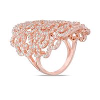 Lab-Created White Sapphire Filigree Ring in Sterling Silver with 18K Rose Gold Plate|Peoples Jewellers