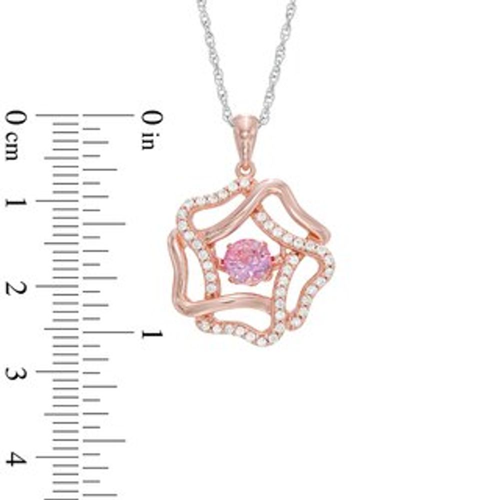 Unstoppable Love™ Lab-Created Pink and White Sapphire Flower Pendant in Sterling Silver with 14K Rose Gold Plate|Peoples Jewellers