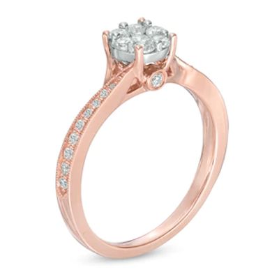 0.49 CT. T.W. Composite Diamond Twist Shank Engagement Ring in 10K Rose Gold|Peoples Jewellers