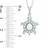 5.5-6.0mm Oval Freshwater Cultured Pearl and Lab-Created White Sapphire Turtle Pendant in Sterling Silver|Peoples Jewellers