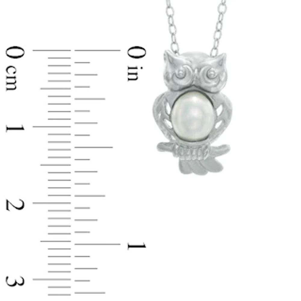 5.5-6.0mm Freshwater Cultured Pearl Owl Pendant in Sterling Silver|Peoples Jewellers