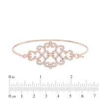 Lab-Created White Sapphire Damask Bangle in Sterling Silver with 18K Rose Gold Plate - 7.25"|Peoples Jewellers